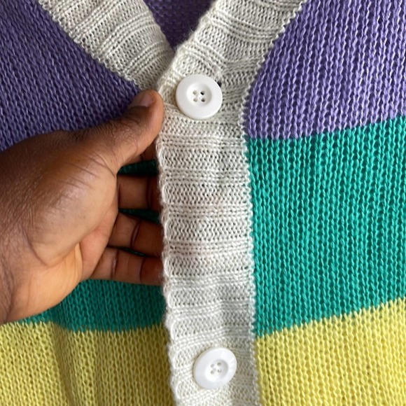 NWOT LULAROE multi color button down Sweater. - Picture 5 of 8